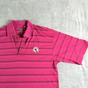 Pinehurst Collection Mens Striped Polo Shirt Cool Comfort Golf Size M Pink Brown
